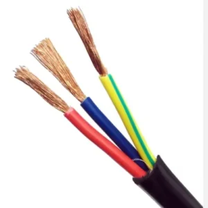 Multi-core stranded copper cable with black sheath, red/blue/yellow-green cores for electrical wiring