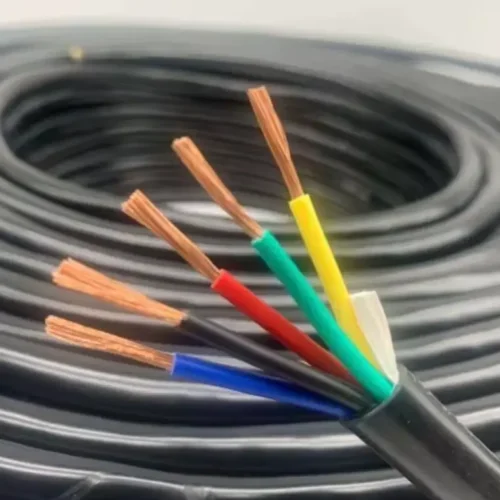 Multi-core stranded copper cable with black sheath, multi-color cores for electrical wiring